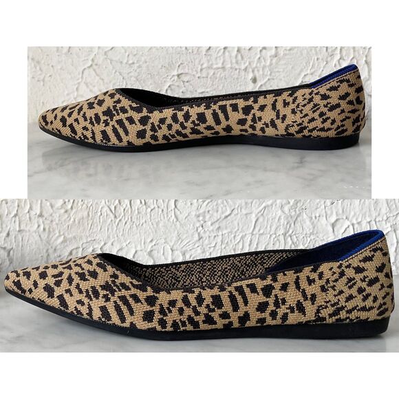 Rothy's Pointed Toe Flats The Point Classic Leopard Print Ballet Flats-Women's 7 - Picture 2 of 7